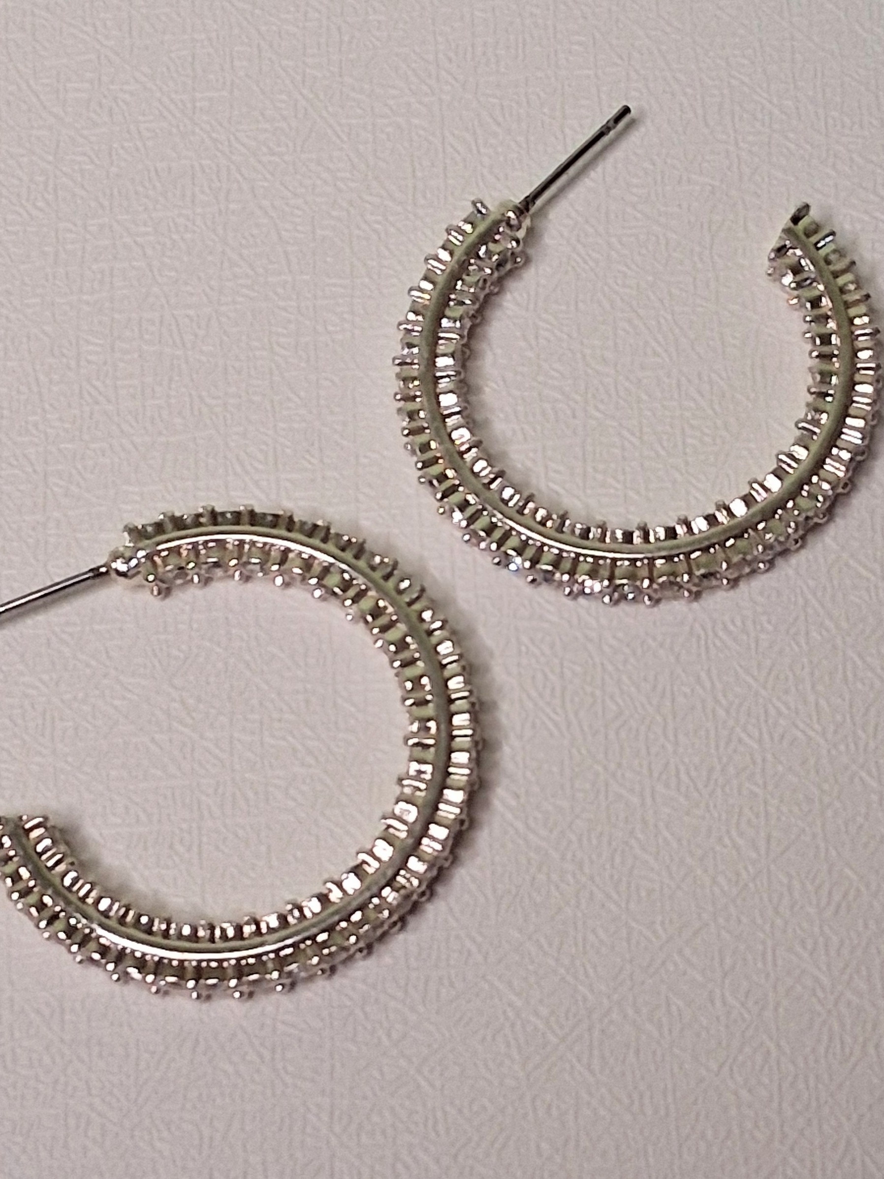 Silver Crystal-Accented Hoop Earrings - Women Jewelry